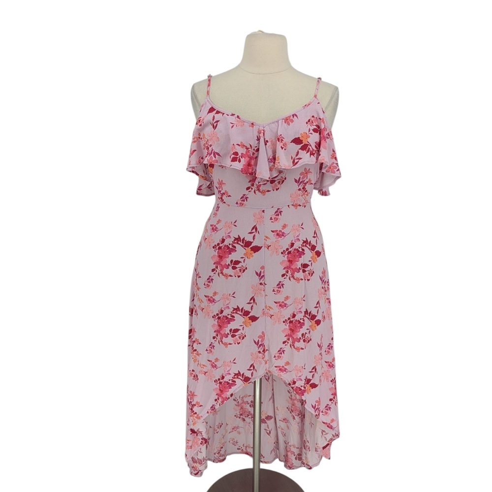19975 NEW Rewind Floral High Low Midi Dress Pink Red size XXL bohemian preppy